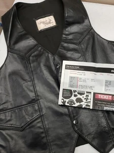 Leather Vest Mens Medium RARE!  Original Garth Brooks Concert Ticket included - Picture 1 of 11