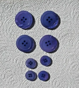 Set of 8 Purple Pearlized Sew-Through Buttons Mother Daughter Four Hole 5/8 / 1" - Picture 1 of 3
