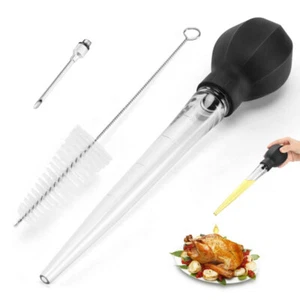 Large Turkey Baster w/ Cleaning Brush & Needle - Plastic Baster Tool for Cooking - Picture 1 of 5