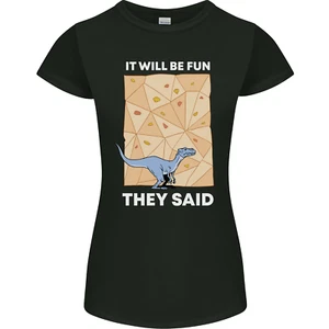 Indoor Rock Climbing Wall Funny Dinosaur T-Rex Womens Petite Cut T-Shirt - Picture 1 of 3