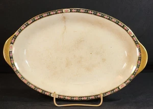 Antique Homer Laughlin Pink Rose Gold Trim Oval Plate Bowl - Picture 1 of 10