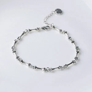 925 Sterling Silver Biker Skull Bones Skeleton Women Men Bracelet A2336 - Bild 1 von 10