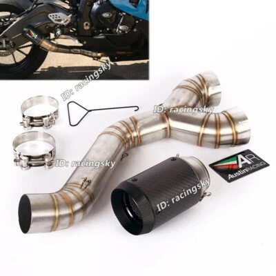 Tubo de escape medio antideslizante para BMW S1000RR S1000R motocicleta + silenciador de carbono 61 mm Foto 1 de 4