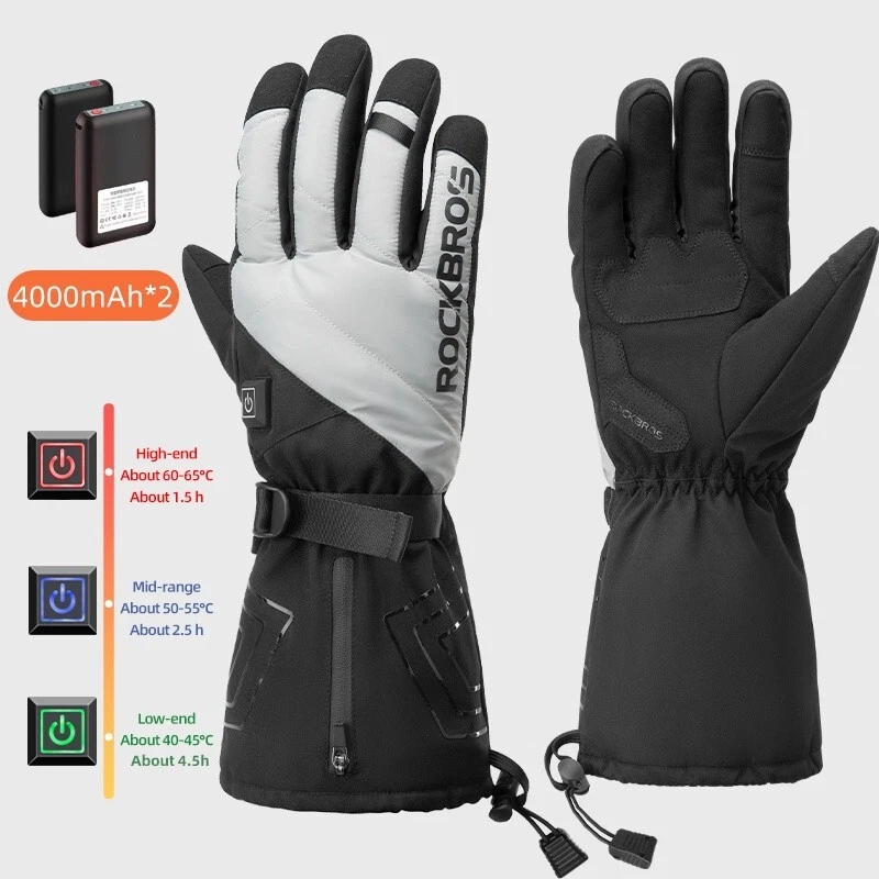 ROCKBROS Ciclismo Dedo Largo Pantalla Táctil Calefacción Eléctrica Guantes y Banco de Energía  Foto 1 de 4