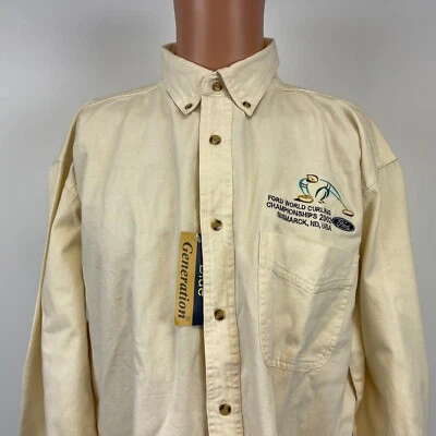 Ford World Curling Championship Button Down Shirt Vtg 2002 New Deadstock Sewn XL - Image 1 of 4