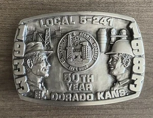 Local 5-241 Oil Chemical Atomic Workers Belt Buckle 50 Year 1983 Limited Edition - Picture 1 of 3