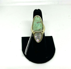 Kendra Scott Gold Plated Margot Sea Green Mix Cocktail Ring MSRP $128  Size 7