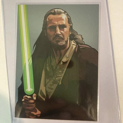 2009 TOPPS STAR WARS GALAXY SERIES 5 CARD SILVER FOIL 13 OF 15 QUI-GON JINN - Image 1 of 2