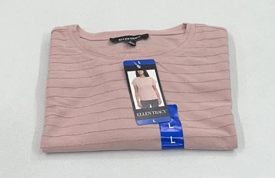 Женская блузка в блестящую полоску Ellen Tracy, розовая, размер L - Изображение 1 из 3