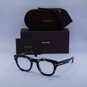 Tom Ford FT5873-B 005 Black Havana/Clear Blue Light Block 49mm Eyeglasses New... - Picture 1 of 6