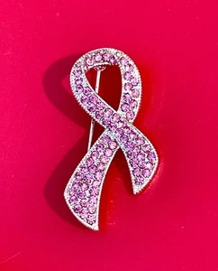Broche Cinta Concienciación Cáncer de Mama Estrás Cristal Rosa Napier De Colección A993 - Imagen 1 de 3