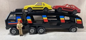 Vintage TONKA CAR TRANSPORTER CARRIER HAULER, 2 Ford Mustang Cars, Driver #55123 - Picture 1 of 15