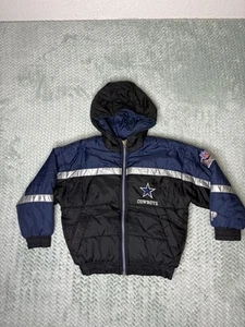 Vintage Pro Player NFL Dallas Cowboys Puffer Jacket with Hood Size 8 75th - Picture 1 of 6