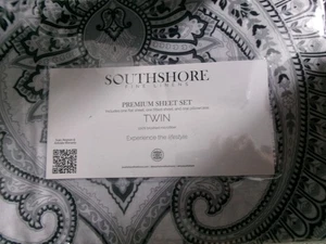 New Twin Size Sheet Set ** Black/ White Paisley # 1012 - Picture 1 of 2