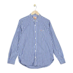 Baracuta Gingham Check Shirt Mens Size L Blue Regular Fit Button-Down - Picture 1 of 14