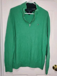 Tommy Hilfiger Men's Green 1/4 Quarter Zip Sweater Size L - Picture 1 of 7