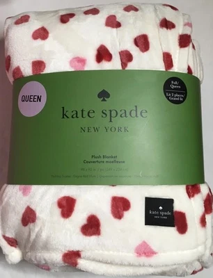 Kate Spade QUEEN SIZE HEART DESIGN PLUSH BLANKET Size 98”x92”  NEW!! - Image 1 of 4