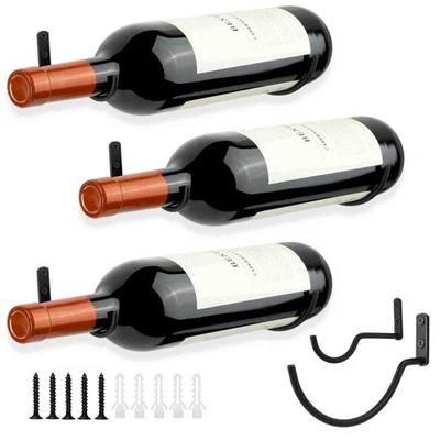 Gancho de vino montado en la pared: juego de 3 ganchos portabotellas colgantes de metal rojo Foto 1 de 4