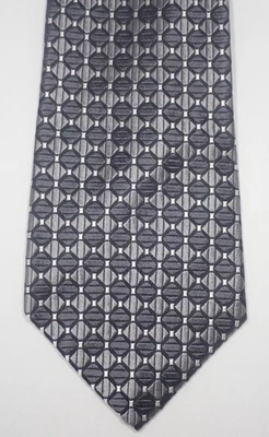 JZ RICHARDS GALLERY CORBATA GRIS GEOMÉTRICA TEJIDA 100% SEDA HECHA EN EE. UU. 61,5" Foto 1 de 4