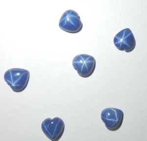 Blue Star Sapphire Heart 7x7 mm Cabochon 6 Rayed Lab-created Opaque 15 pcs Lot - Picture 1 of 12