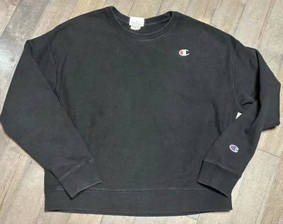 Champion Reverse Weave Women’s Crewneck Sweatshirt Black XL GF750 - Image 1 of 4