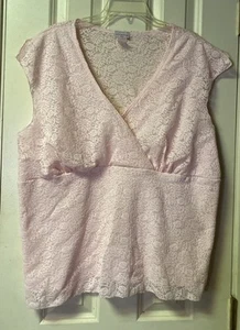 Mujer ~ Top ~ 3X ~ Blusa ~ Rosa ~ Encaje ~ Sin mangas - Imagen 1 de 4