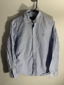 POLO RALPH LAUREN Slim Fit Stretch Oxford Blue Long Sleeve Casual Shirt Sz L - Picture 1 of 5