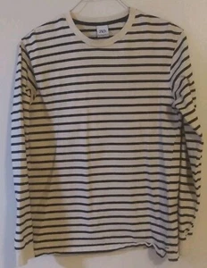 Zara Women Long Sleeve Crewneck Beige Black Breton Stripe Sweatshirt Size: Small - Picture 1 of 7