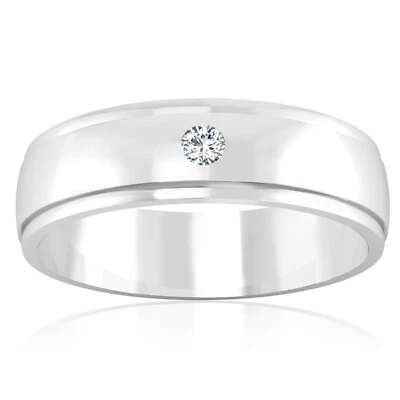 Banda de compromiso de diamantes naturales de corte redondo de 0,10 quilates platino real 950 talla 10 Foto 1 de 4