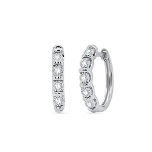 0.19 Ct Natural I2/J Diamond Huggie Womens Earrings In Solid Sterling Silver - Picture 1 of 3