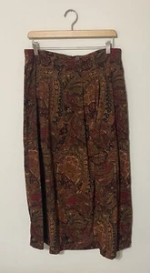 Orvis Women's Pleated Paisley Floral Maxi Skirt Size 12 Fall Autumn Belt Loops - Picture 1 of 5