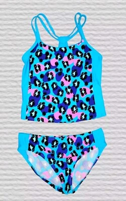 Joe Boxer Tankini Niña LG/10-12 Azul Estampado Guepardo 2 Piezas Traje de Baño Playa Crucero Foto 1 de 4