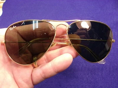#2 из 2, ИЗЯЩНЫЙ ВИНТАЖНЫЙ B И L RAY-BAN ЗОЛОТОЙ ТОНИРОВАННЫЙ АВИАТОР МОТОЦИКЛА СТИЛЬ СОЛНЦЕЗАЩИТНЫЕ ОЧКИ - Изображение 1 из 4