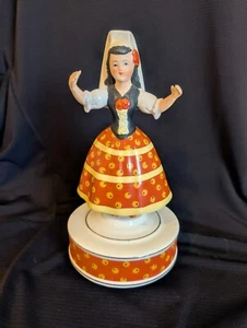 Vtg Schmid Porcelain SPAIN Costume Dancing Girl 8.5" Figurine Music Figure Works - Bild 1 von 9