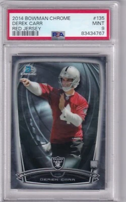 2014 Bowman Chrome #135A Derek Carr RC/(red jersey) Graded PSA 9 MINT - Image 1 of 2