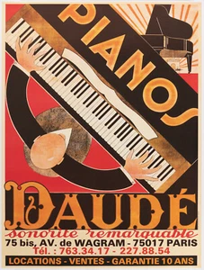 Affiche ancienne originale - Piano Daude - Instrument de musique - Musicien - Paris 1980 - Photo 1/4
