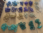 Lila Grün Gold & Blau Halskette Gr. Perlensaiten zum Basteln & Dekorieren