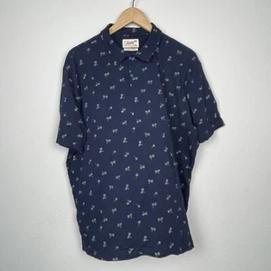JACH'S NY Men's Polo Shirt XL Blue Pima Cotton Palm Tree Print Resort Casual - Imagen 1 de 7