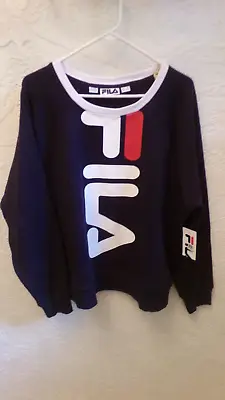 FILA Women's Slick Chic Pullover Crew Sweatshirt Plus Size 3X Blue Red White • 35.70€
