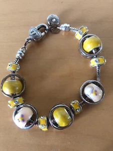 Yellow Enamel Beaded Charm Bracelet - Picture 1 of 5