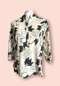 Dorothy Perkins NWT UK 8 Pink Ivory Black Floral / Shirt Top RRP £25 - Picture 1 of 12