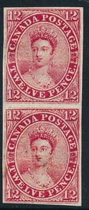 CANADA 1859, QV, 12 p VAL, NICE MINT IMPERF. PROOF PAIR, FALSE, FAUX STAMPS #M37 - Picture 1 of 2