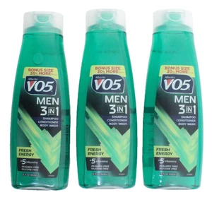 3 Pk Alberto VO5 Men's 3-in-1 Shampoo Conditioner Body Wash Fresh Energy, 12.5oz - Picture 1 of 3