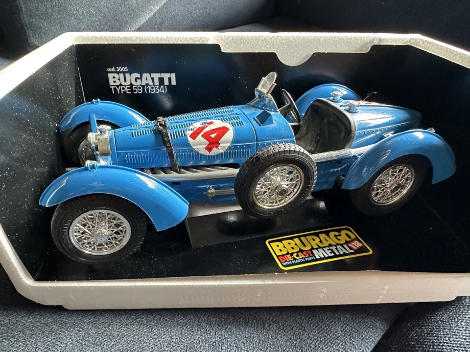Burago escala 1/18 cod.3005 Bugatti tipo 59 (1934) - azul - en caja Foto 1 de 4