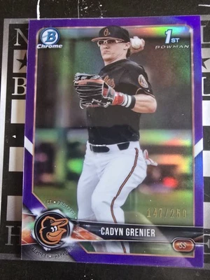 2018 Bowman Chrome Draft  Purple Refractor #BDC134 Cadyn Grenier 147/250 Orioles - Image 1 of 2