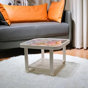 Tavolino da Caffè Quadrato Tavolino da Caffè per Soggiorno Balcone Studio Tavolo Fatto a Mano - Foto 1 di 5