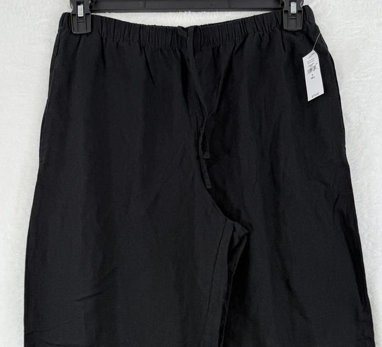 Pantalones de lino Gap Easy de pierna ancha pequeños altos para mujer negros nuevos con etiquetas Foto 1 de 4