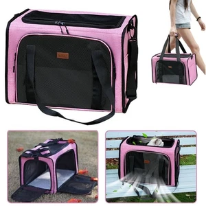 Breathable Mesh Dog Cat Carrier Bag Collapsible Pets Handbag Small Cat Dogs - Picture 1 of 12