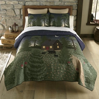 King Polyester Bedding Set - 3 Piece - Bear Cottage Lodge Quilt Set with King... - Image 1 of 4