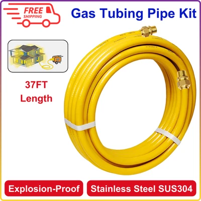 Corrugated Stainless Steel Gas Line 37 Ft 1/2in Flexible Propane NaturalGas Line - Image 1 of 4